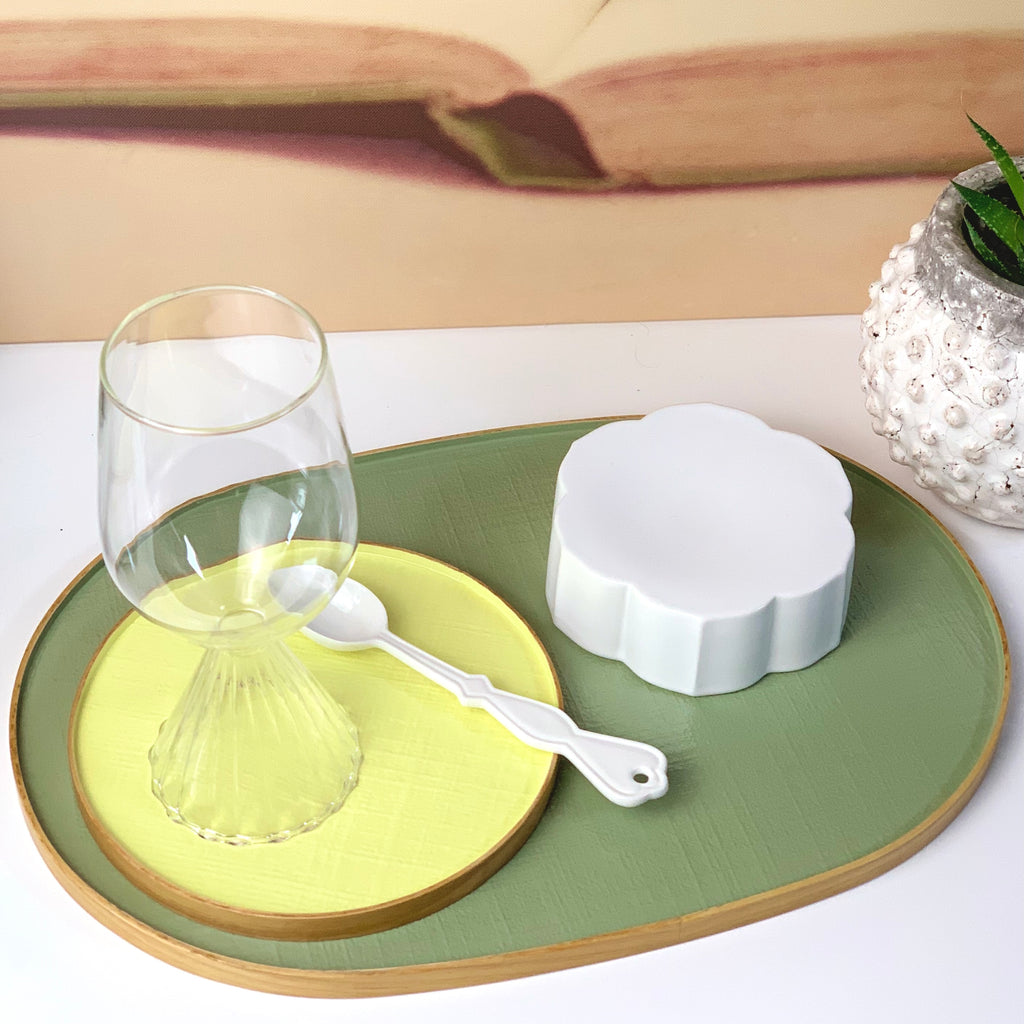 Zinnia- Round Decorative Tray / Lemon (S)