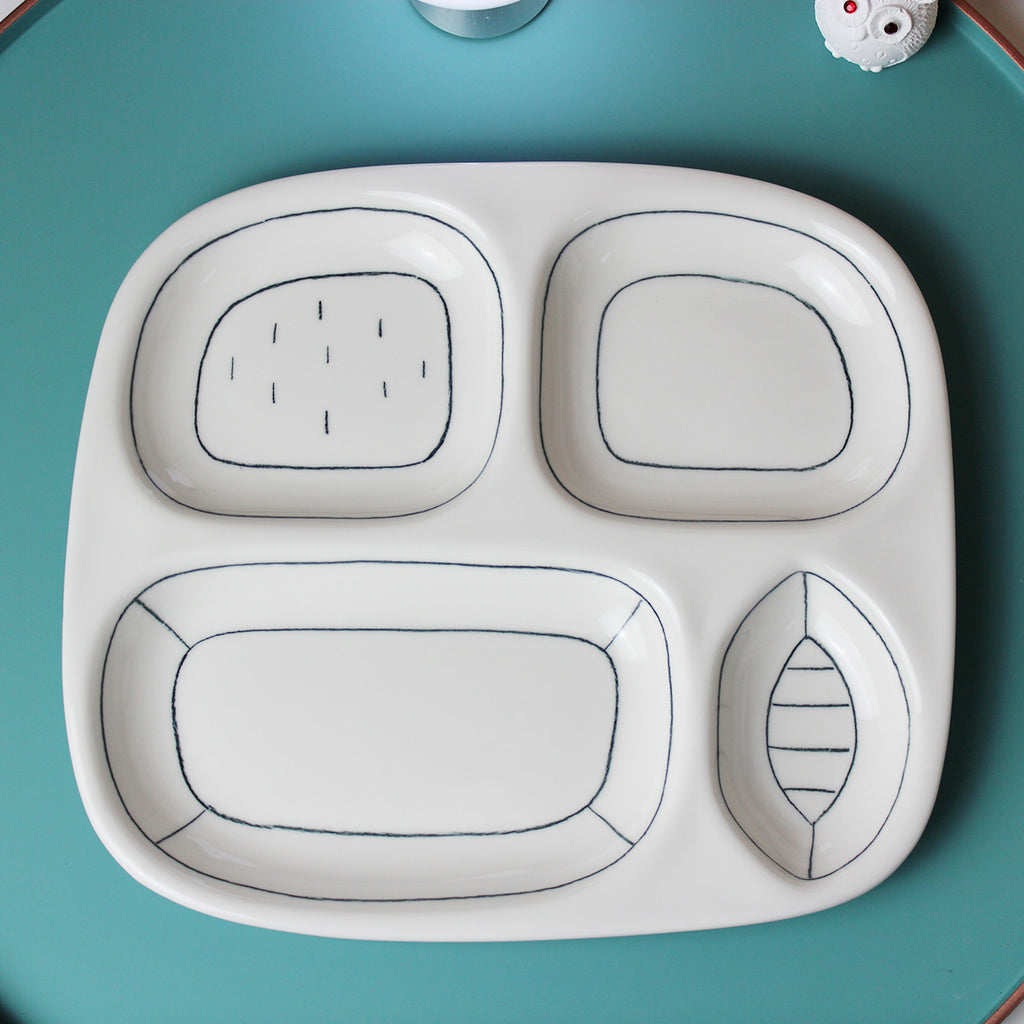 JS ceramic - Handmade Kids Ceramic Divided Plate