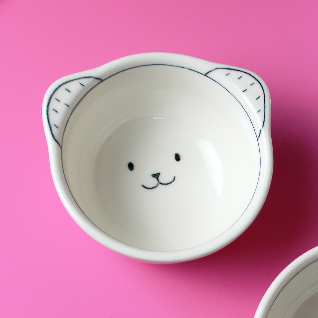 JS ceramic - Handmade Rice Bowl / Bear