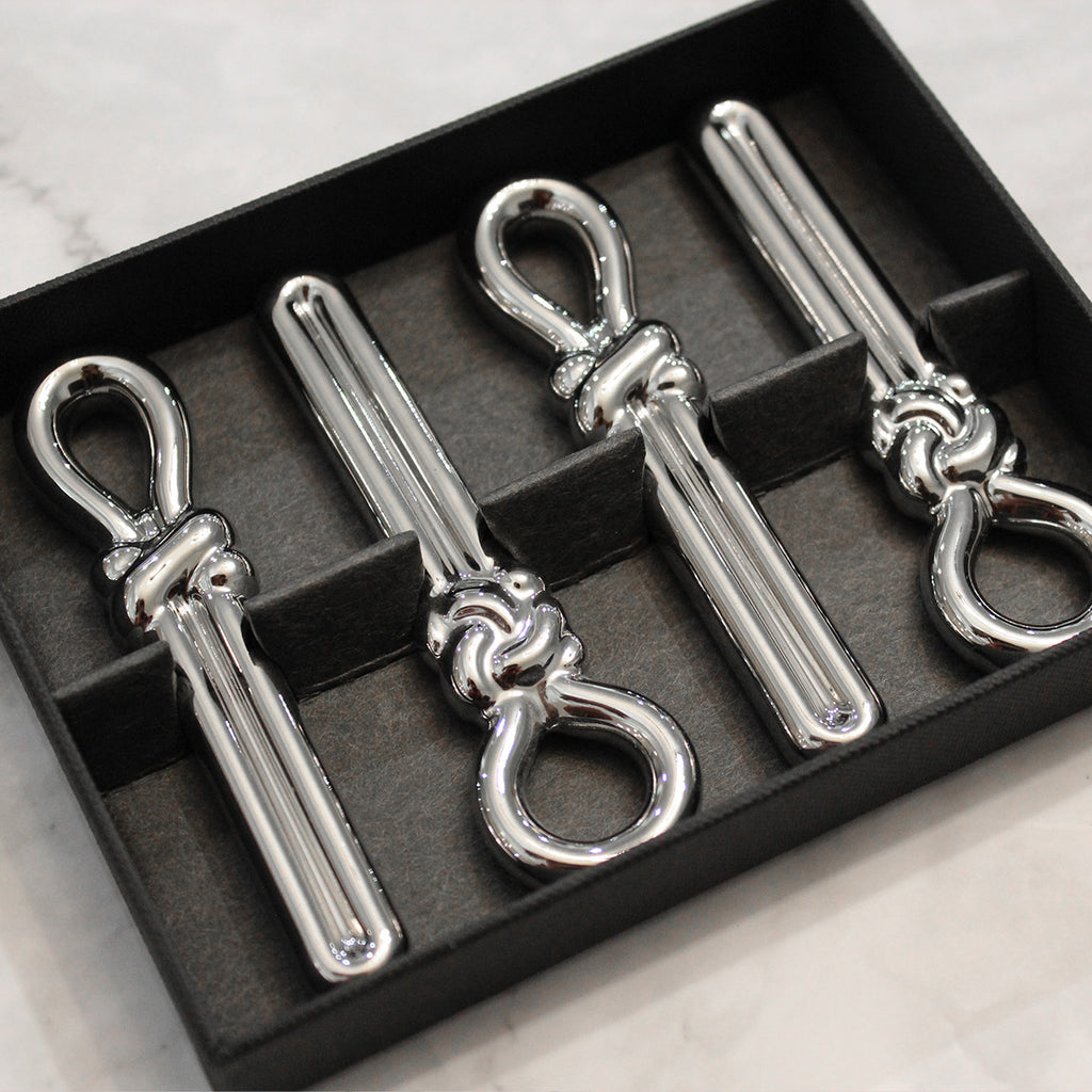 [HAYOON KIM] Knot Collection - 4-Piece Cutlery Rests (Silver)