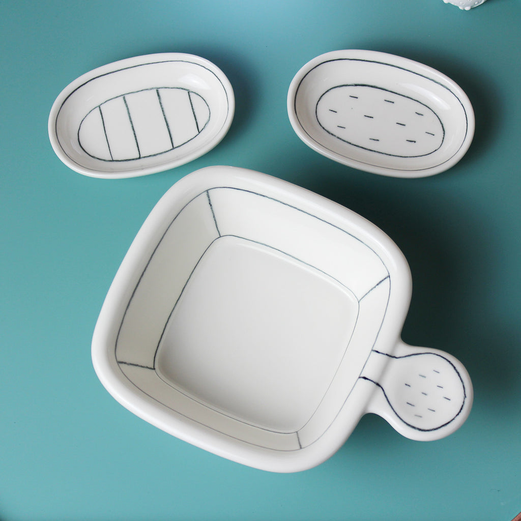 JS ceramic - Handmade Square Bowl with Handle